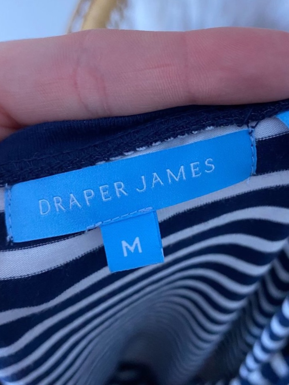 Draper James Navy and White Striped Scoop-Neck Midi Dress - Picture 9 of 11